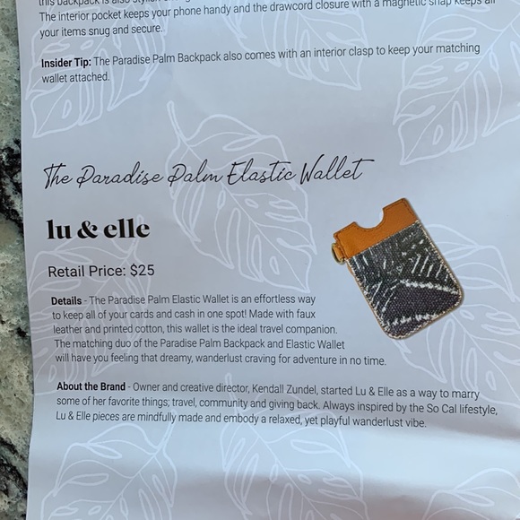 New with Tags Lu & Elle Paradise Palm Backpack and Wallet Set - Picture 8 of 8